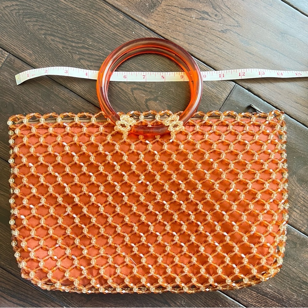 One of a Kind Vintage Orange Handbag with Circular Handles - Picture 2 of 4